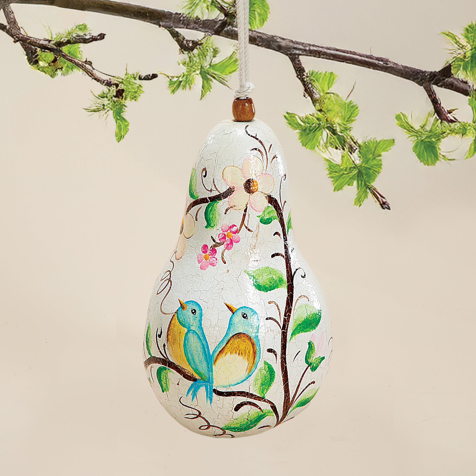 Hand-Painted Gourd Cherry Blossoms Birdhouse