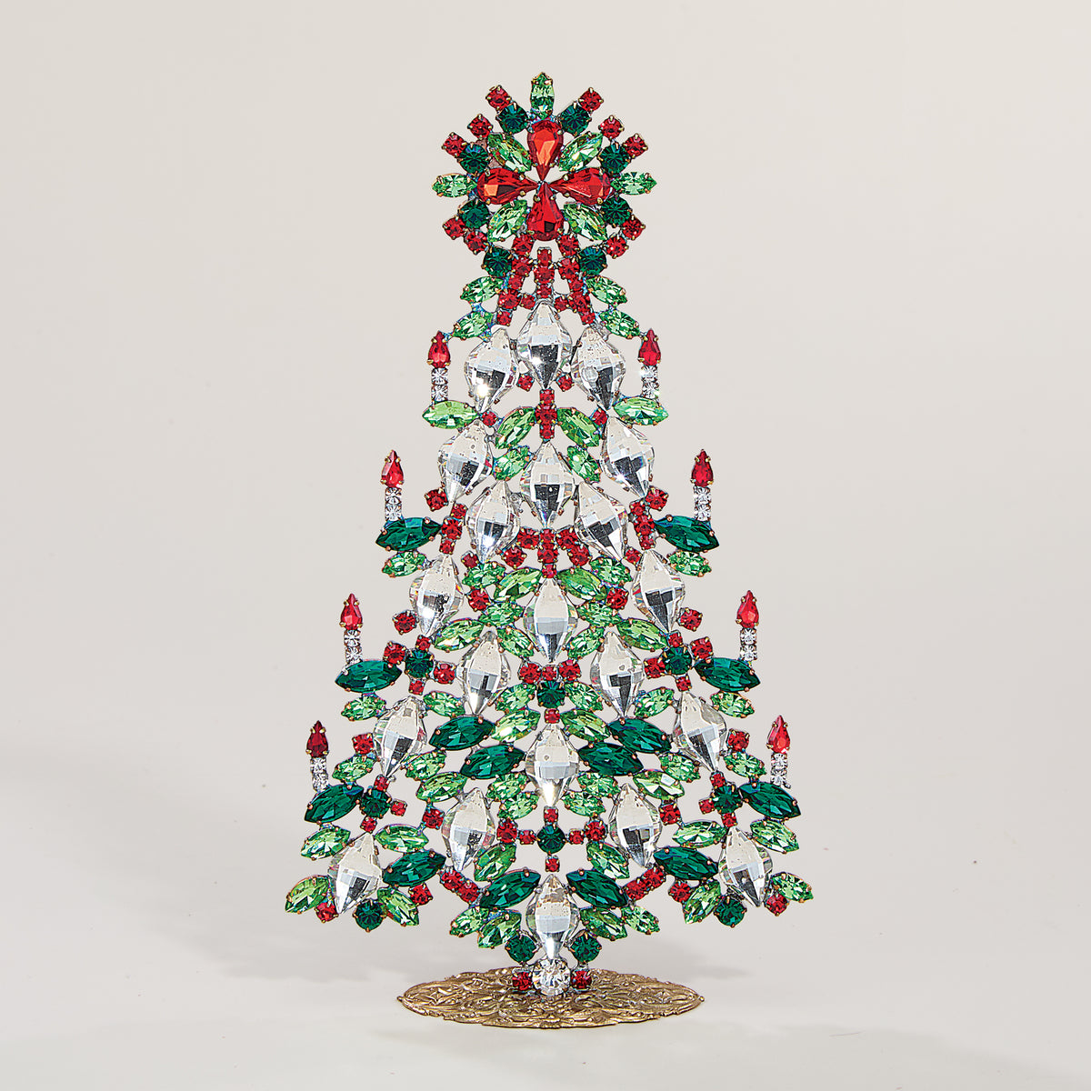 Hand Set Crystal Bow Topped Christmas Tree (Preorder)