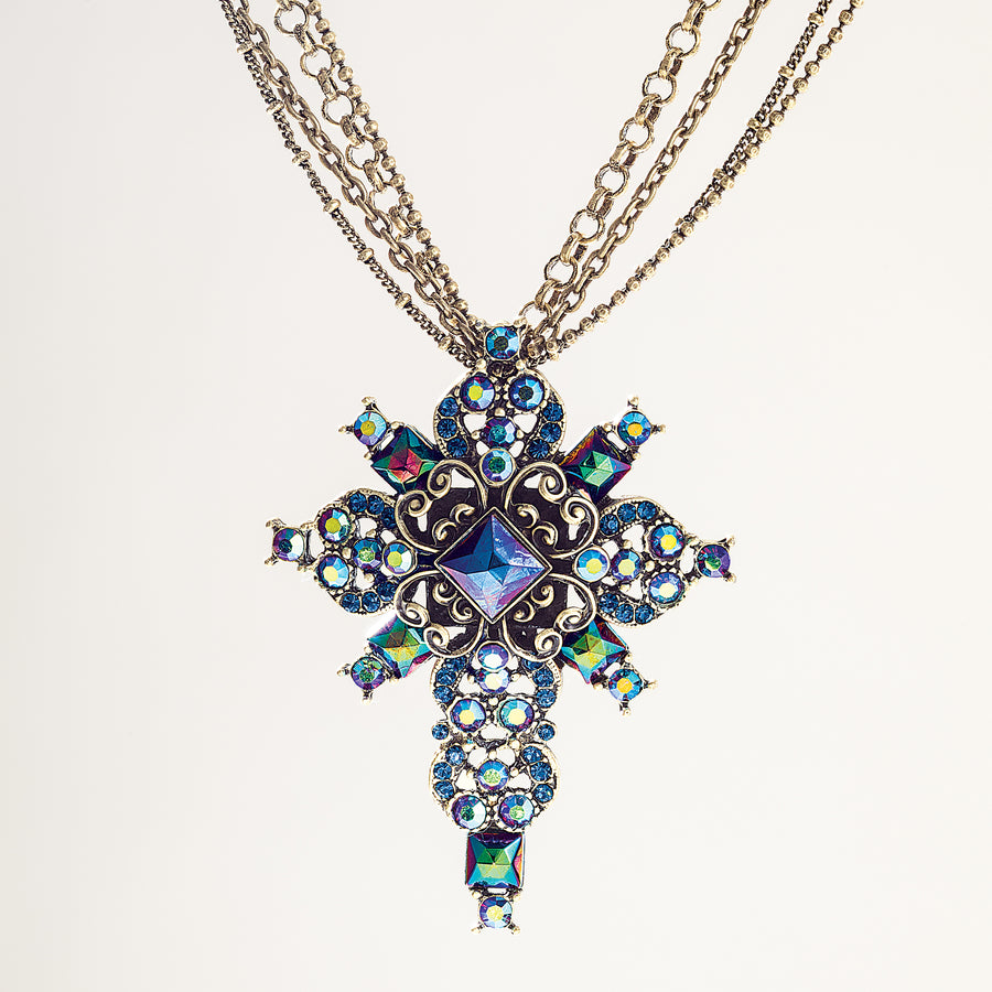 Regal Renaissance Multi Chain Cross Necklace