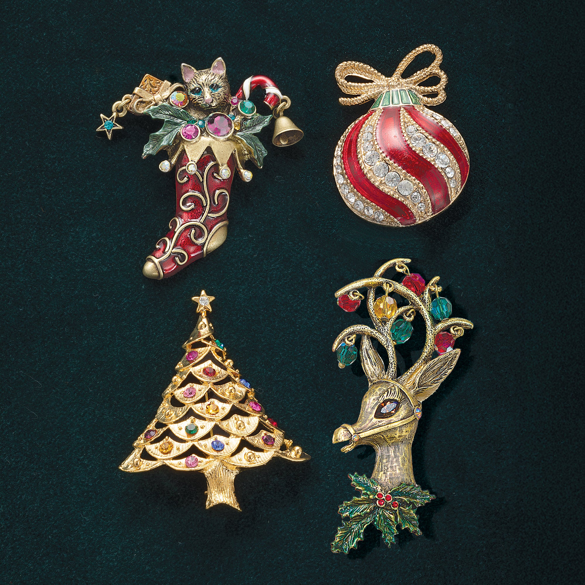 Christmas Kitty Stocking Brooch