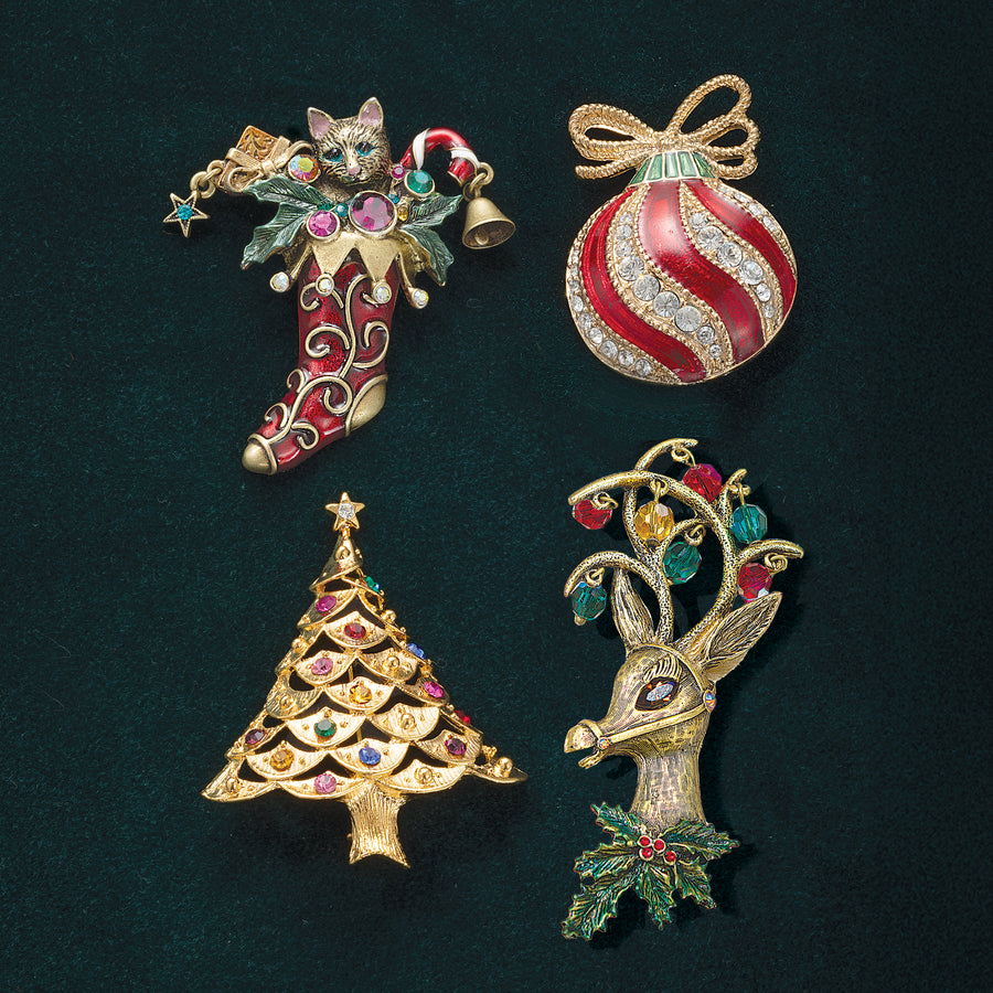 Christmas Kitty Stocking Brooch