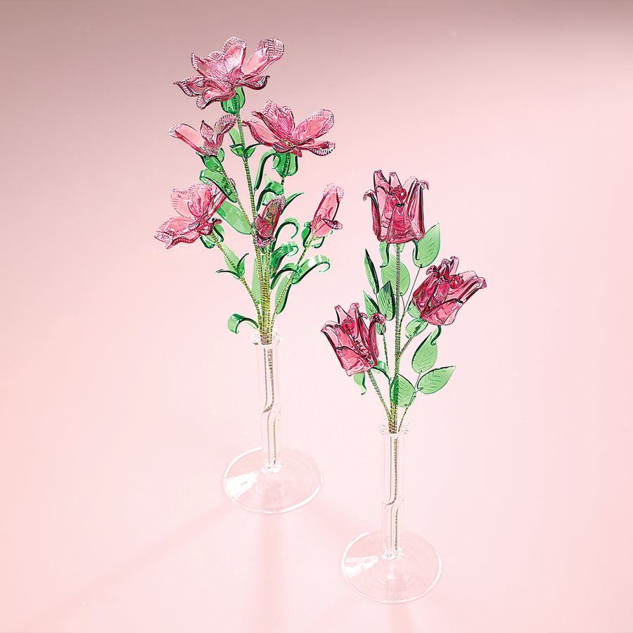 Bohemian Glass Pink Carnations