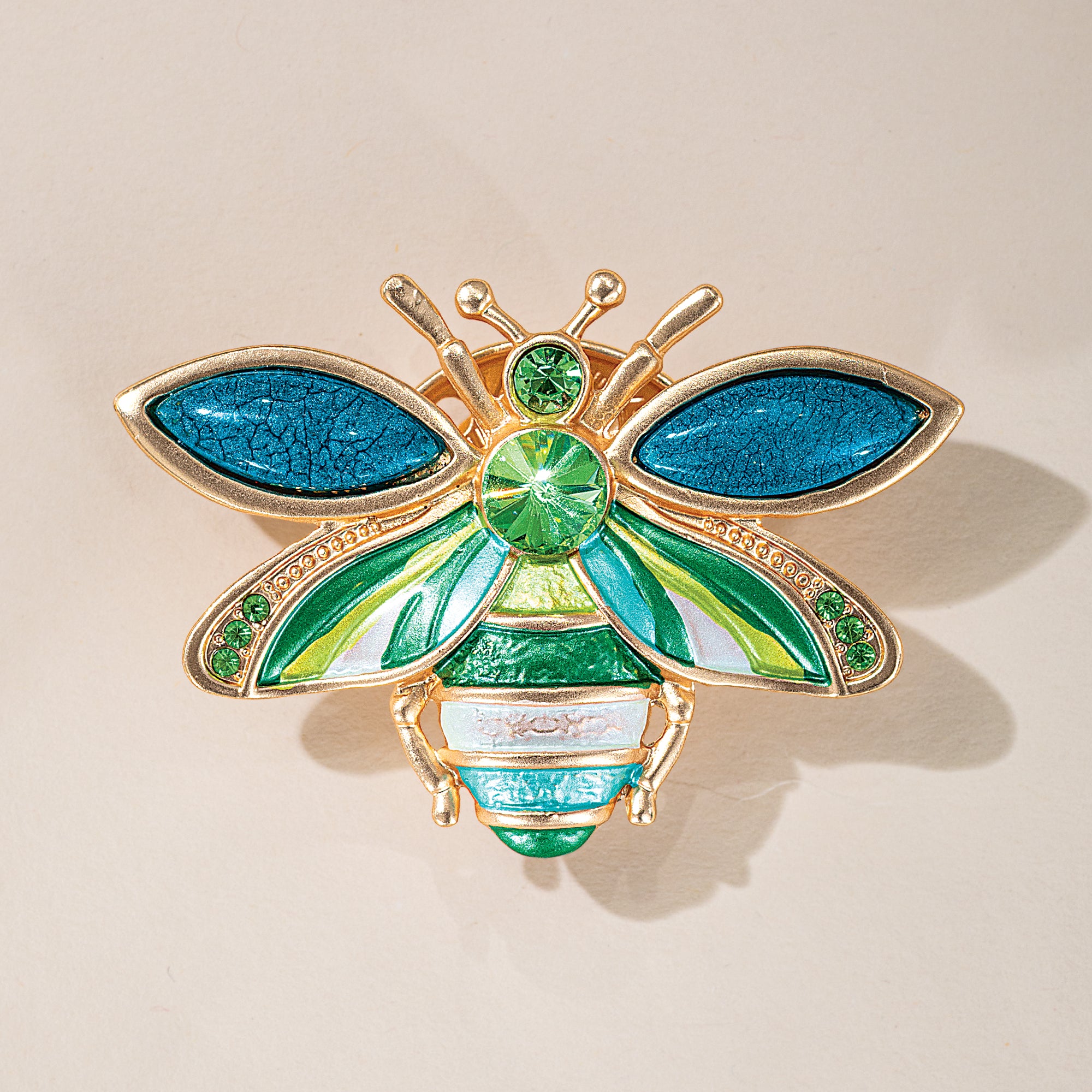Glittering in Green Bumble Bee Brooch