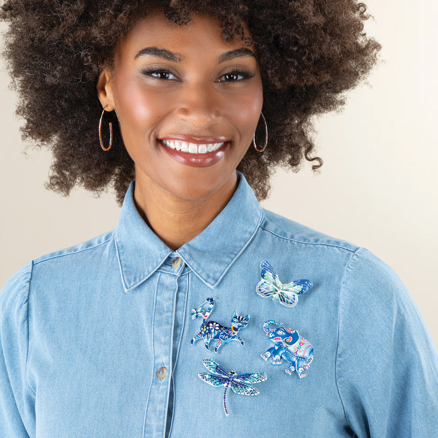 Magnetic Flower Cat Brooch