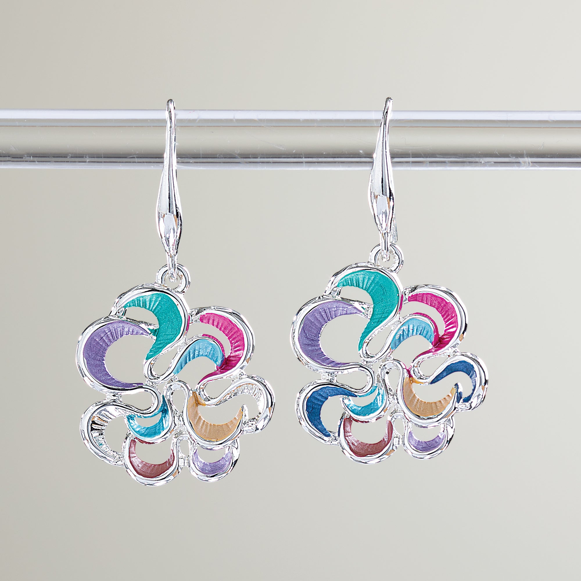 Rainbow Twirly Flower Earrings (Preorder)