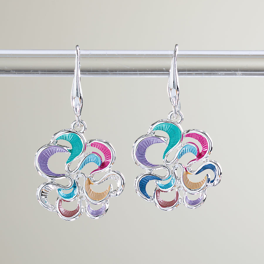 Rainbow Twirly Flower Earrings (Preorder)
