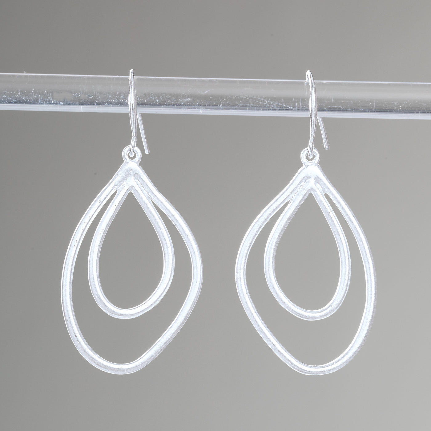 Matte Silver Teardrop Earrings