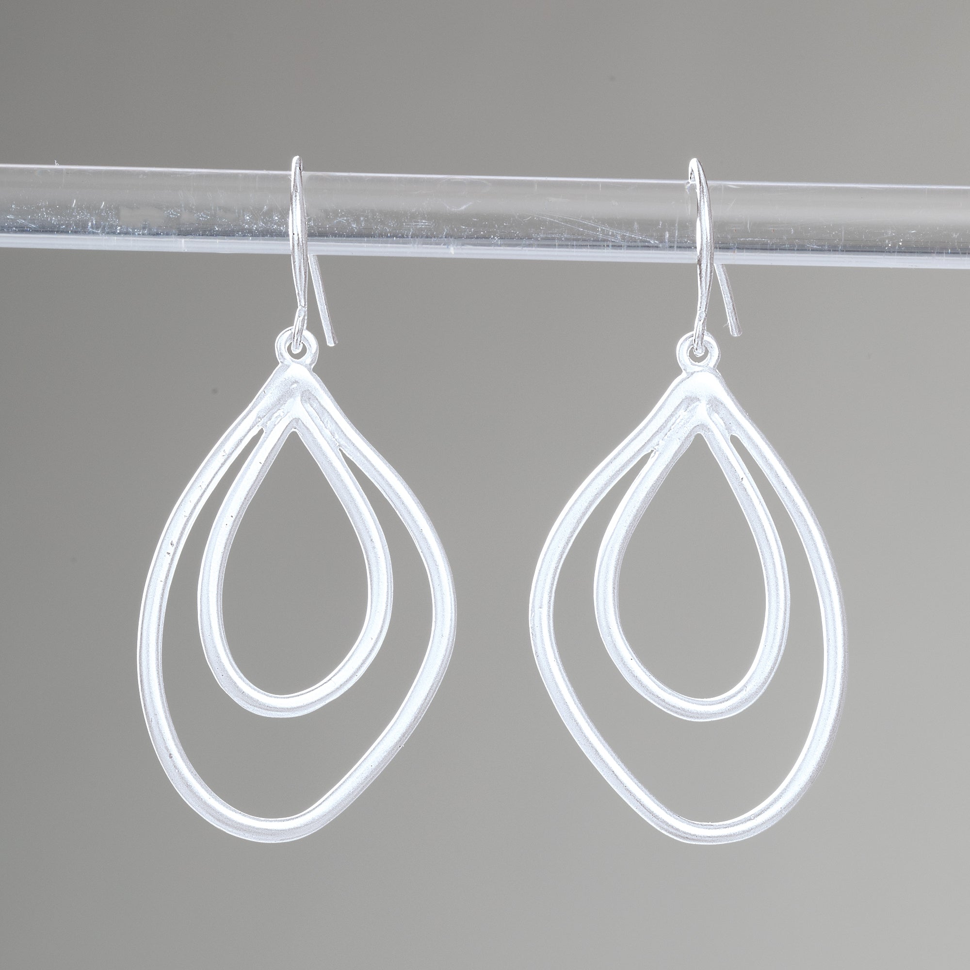 Matte Silver Teardrop Earrings