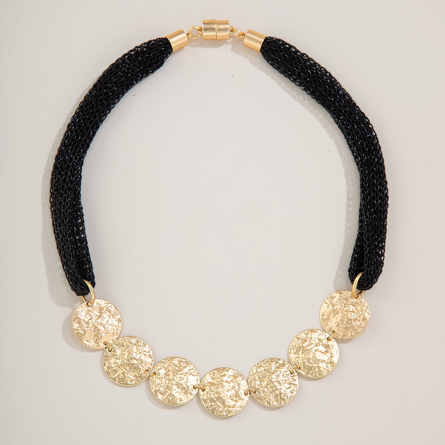 Trevi Coin Black Mesh Necklace