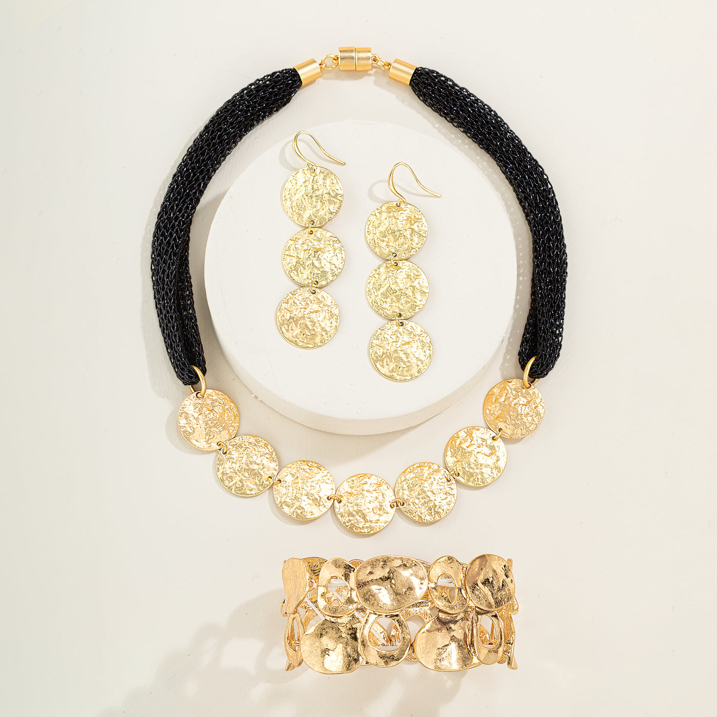 Trevi Coin Black Mesh Necklace