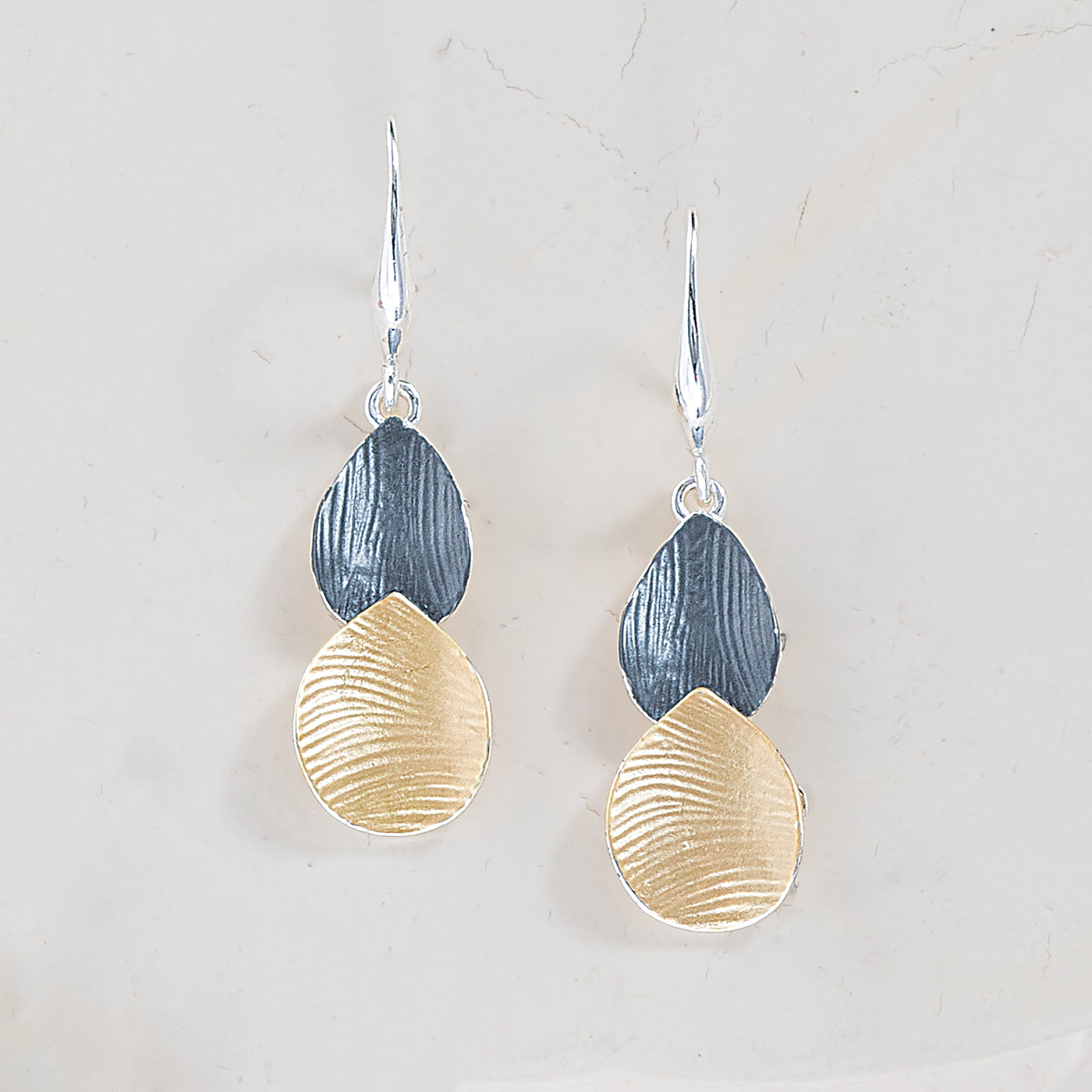 Tri-Tone Textured Lily Petal Earrings