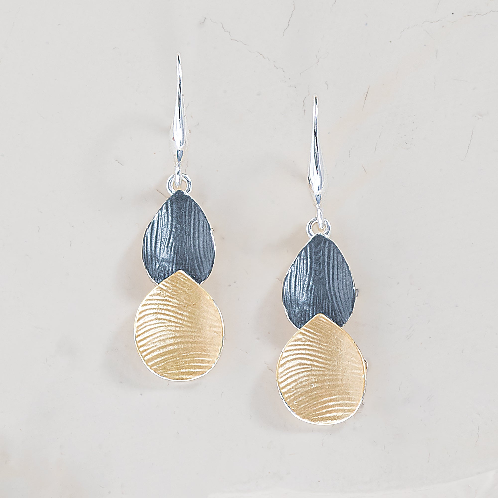 Tri-Tone Textured Lily Petal Earrings