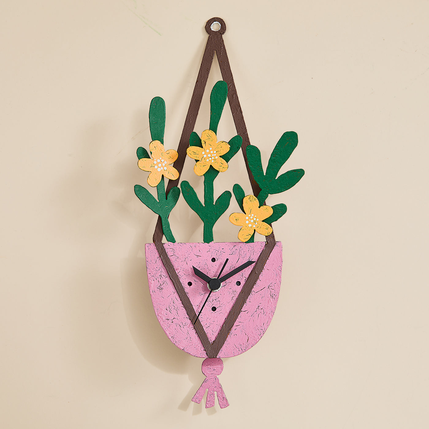 Hanging Flower Pot Wall Clock (Preorder)