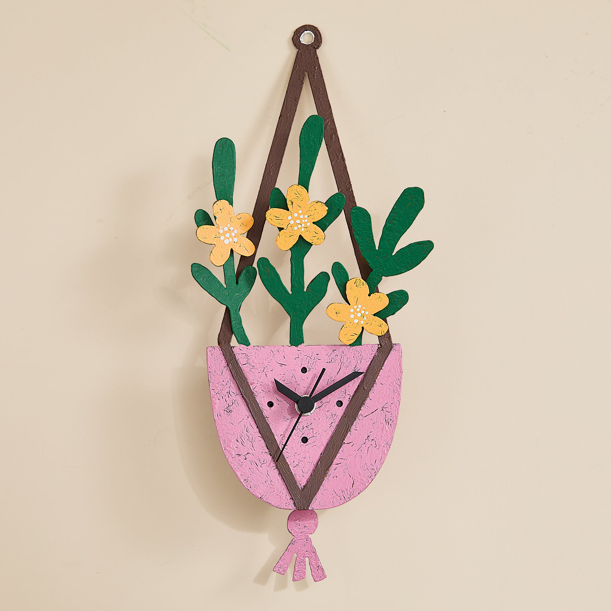 Hanging Flower Pot Wall Clock (Preorder)