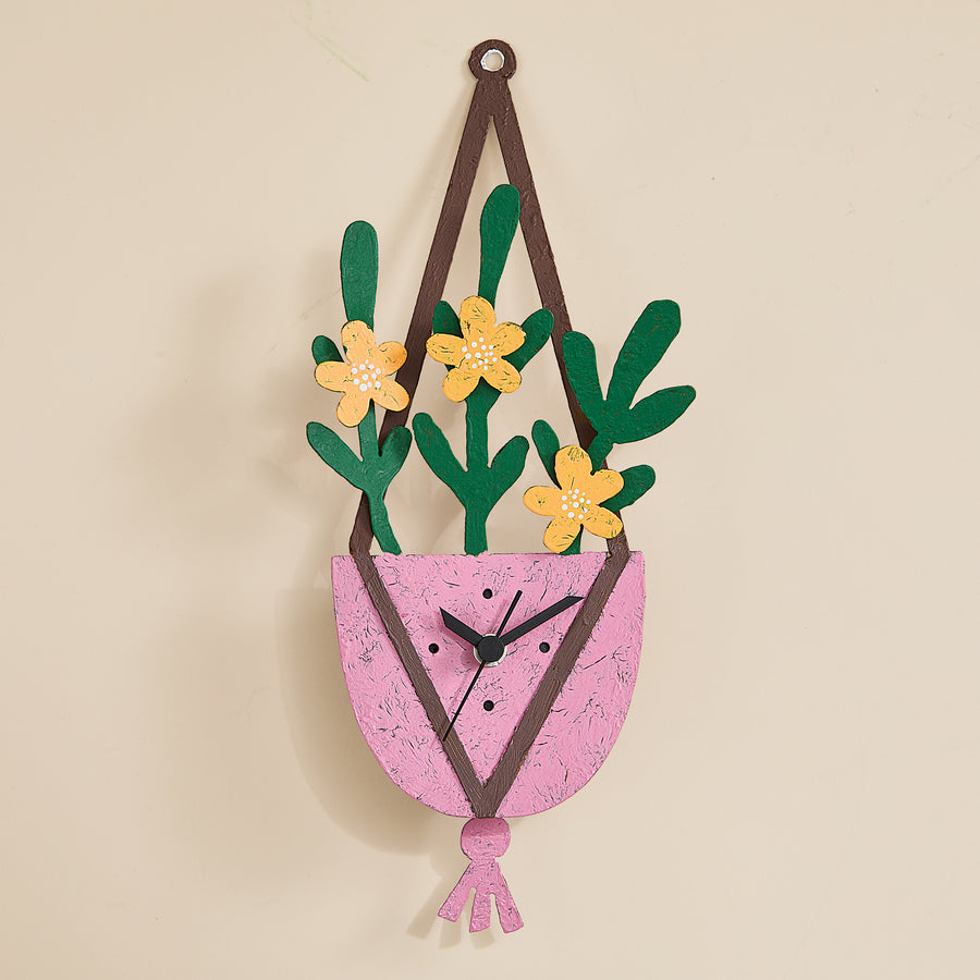 Hanging Flower Pot Wall Clock (Preorder)