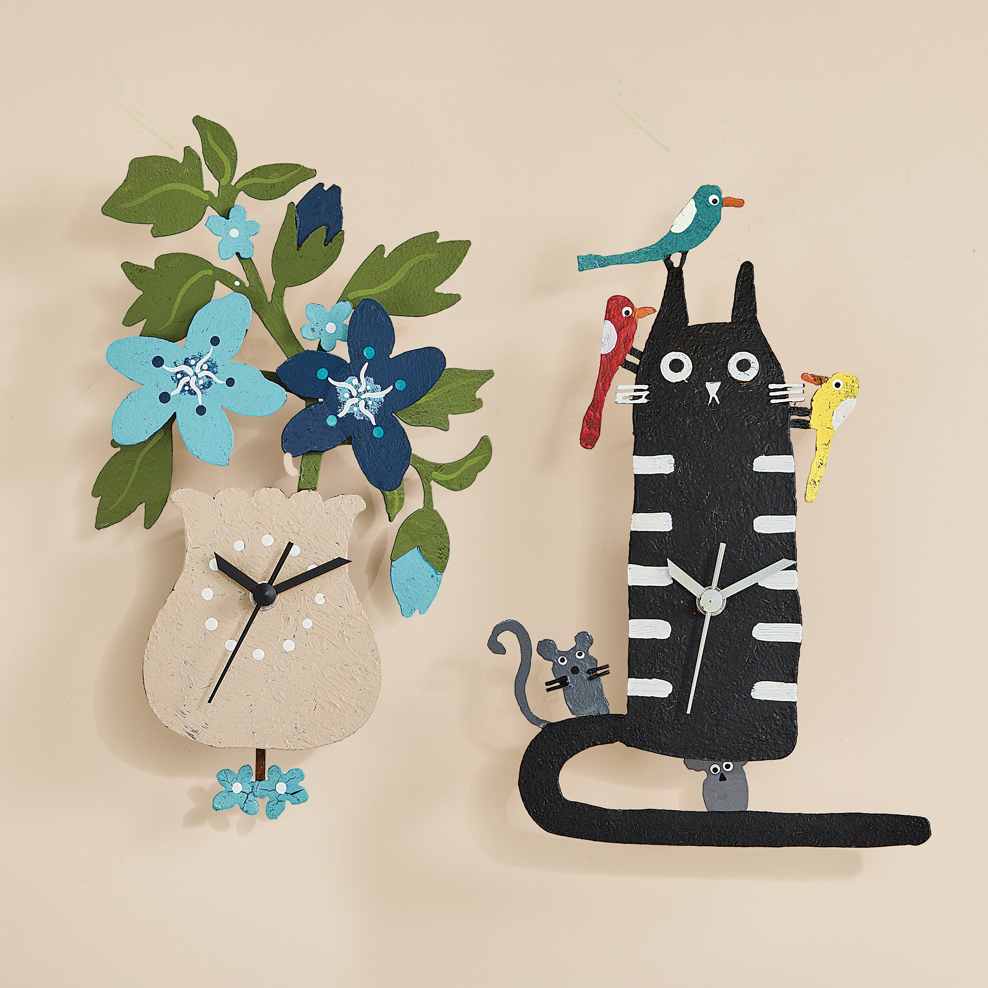 Black Cat & Friends Whimsical Wall Clock (Preorder)