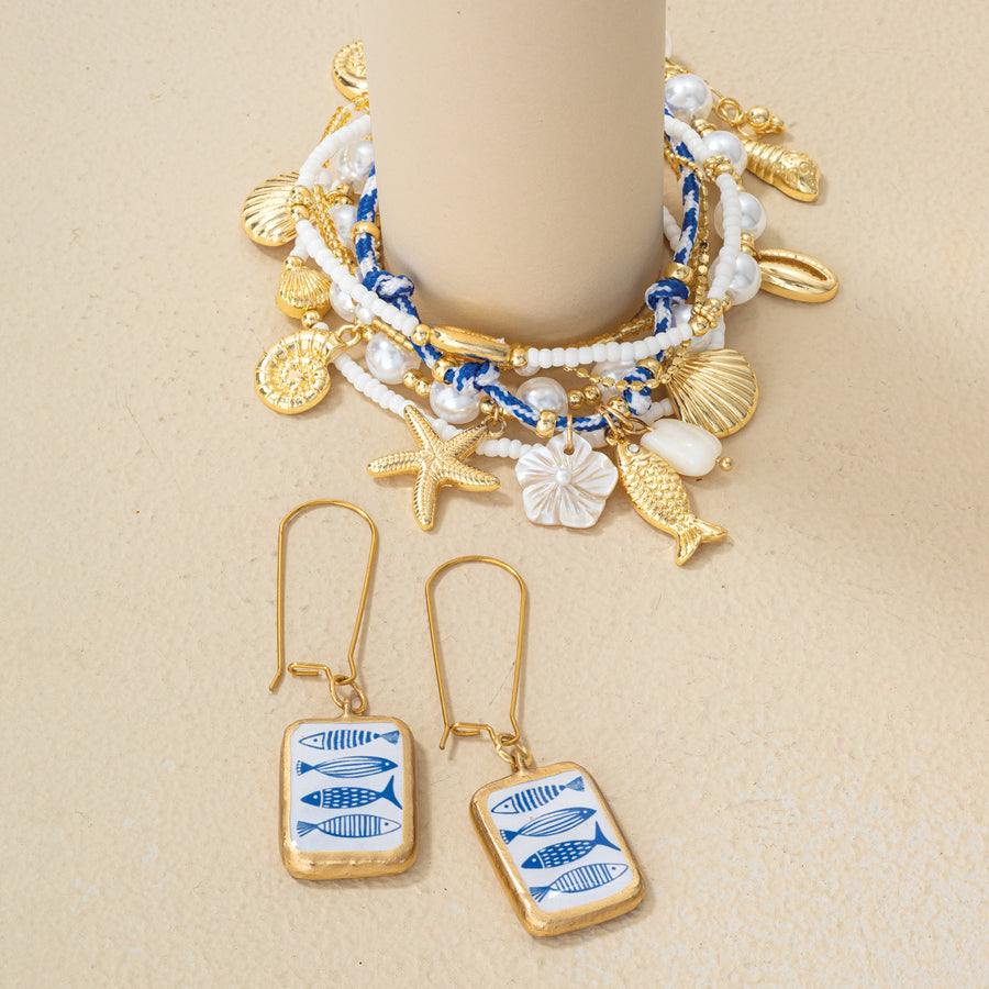 Sea Life Charm Bracelets, Set of 5
