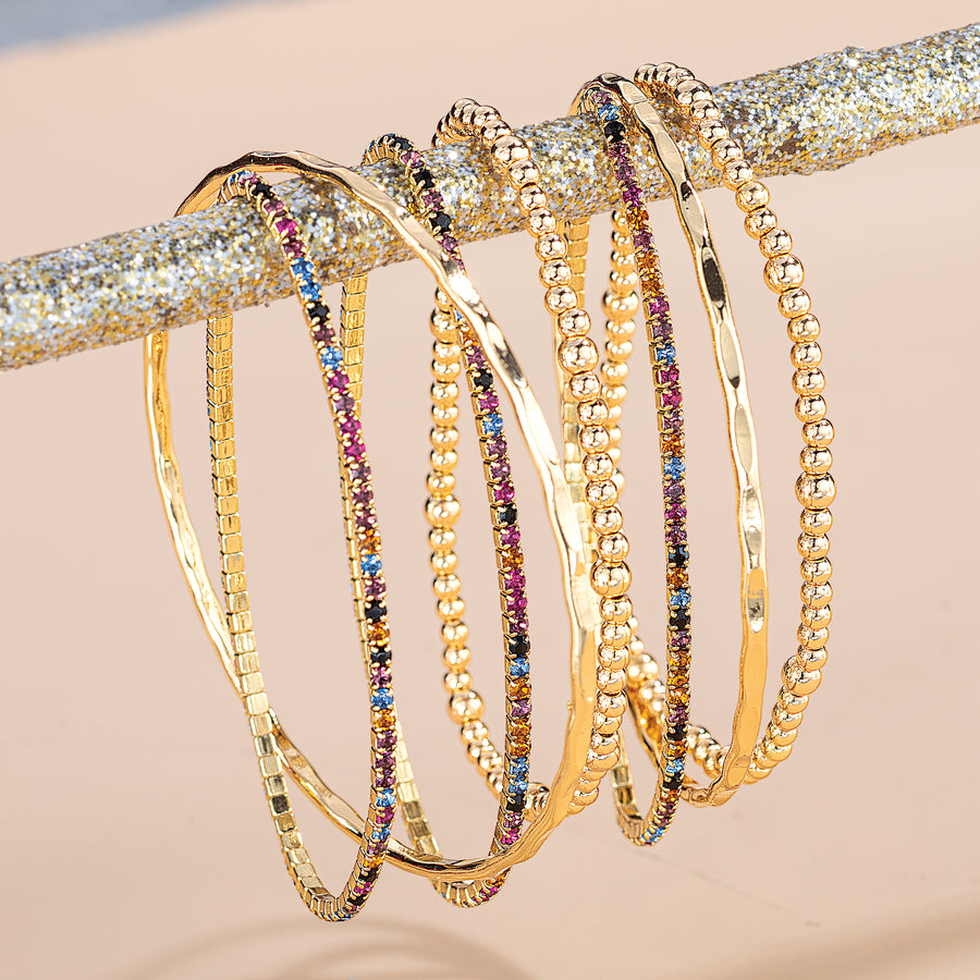 Bold Illusion Bangles & Beads Bracelets, Set of 7 (Preorder)