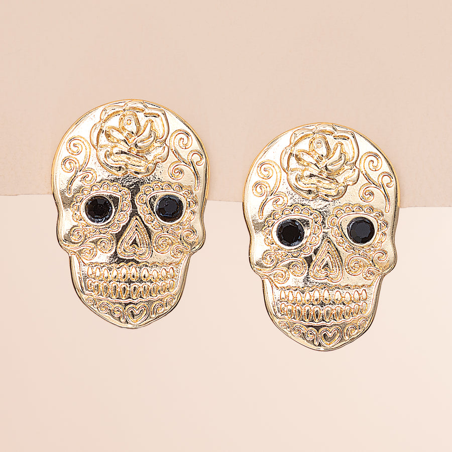 Sugar Skull Satin Finish Earrings (Preorder)