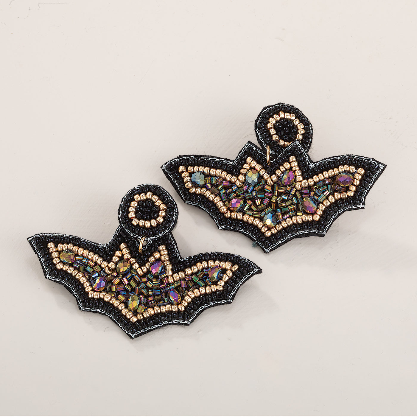 Hand-Beaded Going Batty Earrings