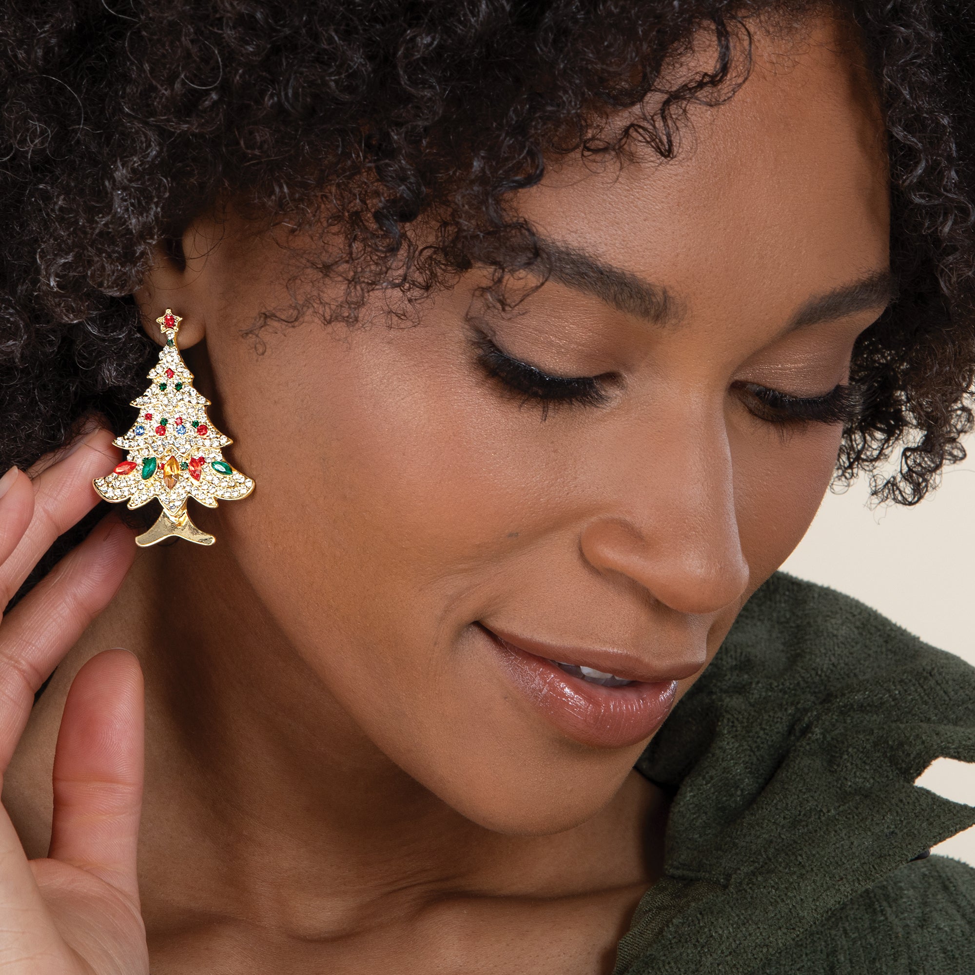 Crystal Christmas Tree Earrings
