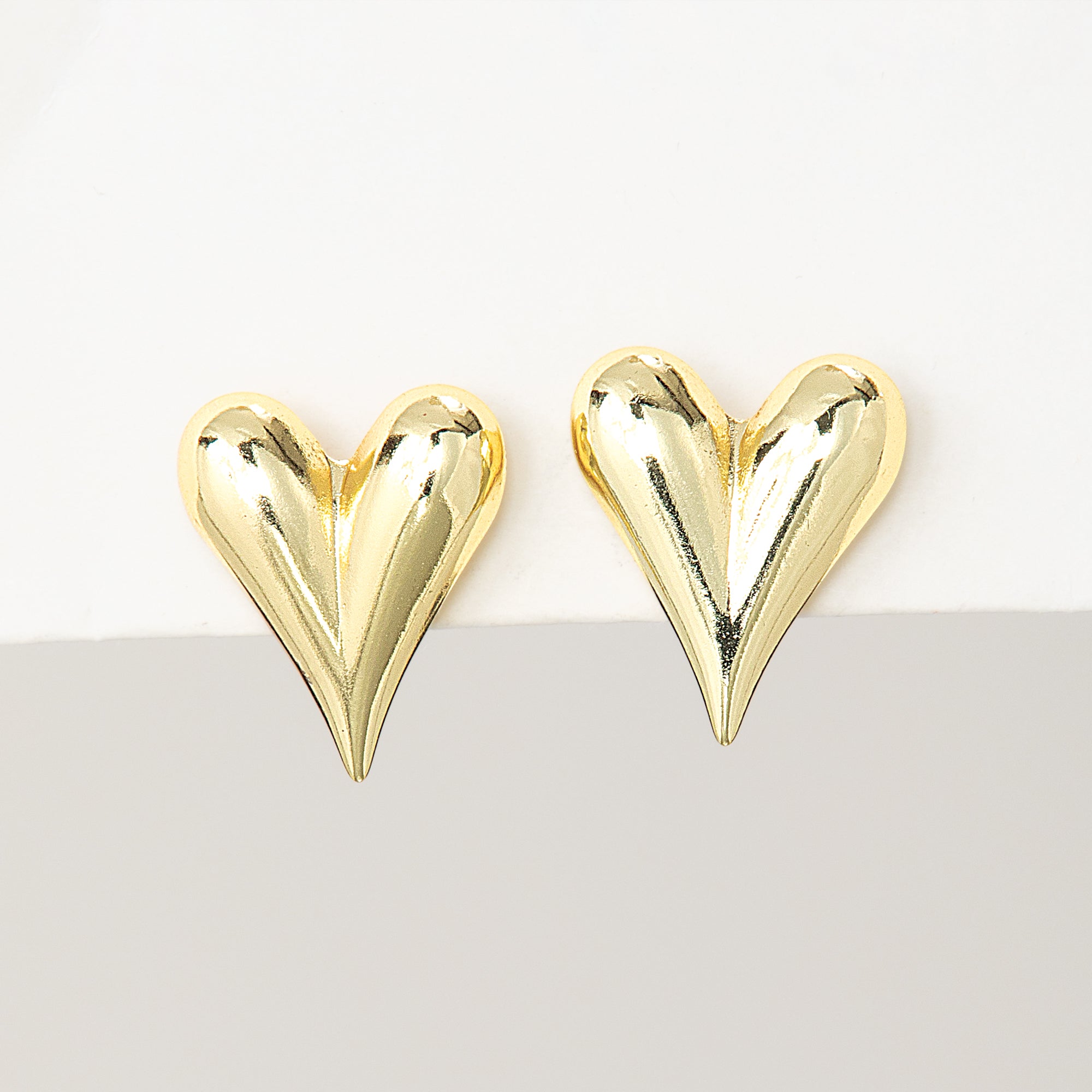 Modern & Matte Gold Heart Earrings