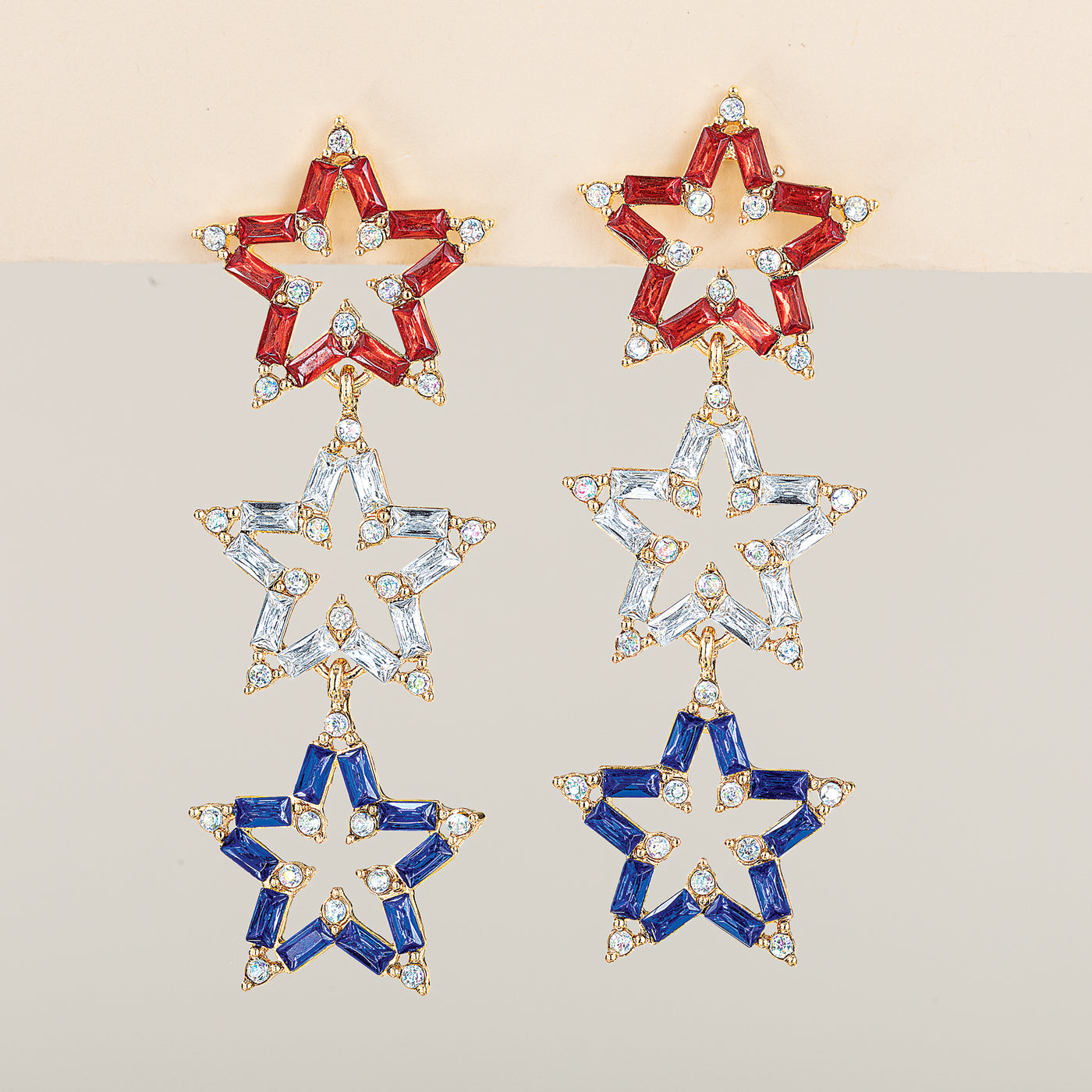 Sparkling Triple Star Earrings