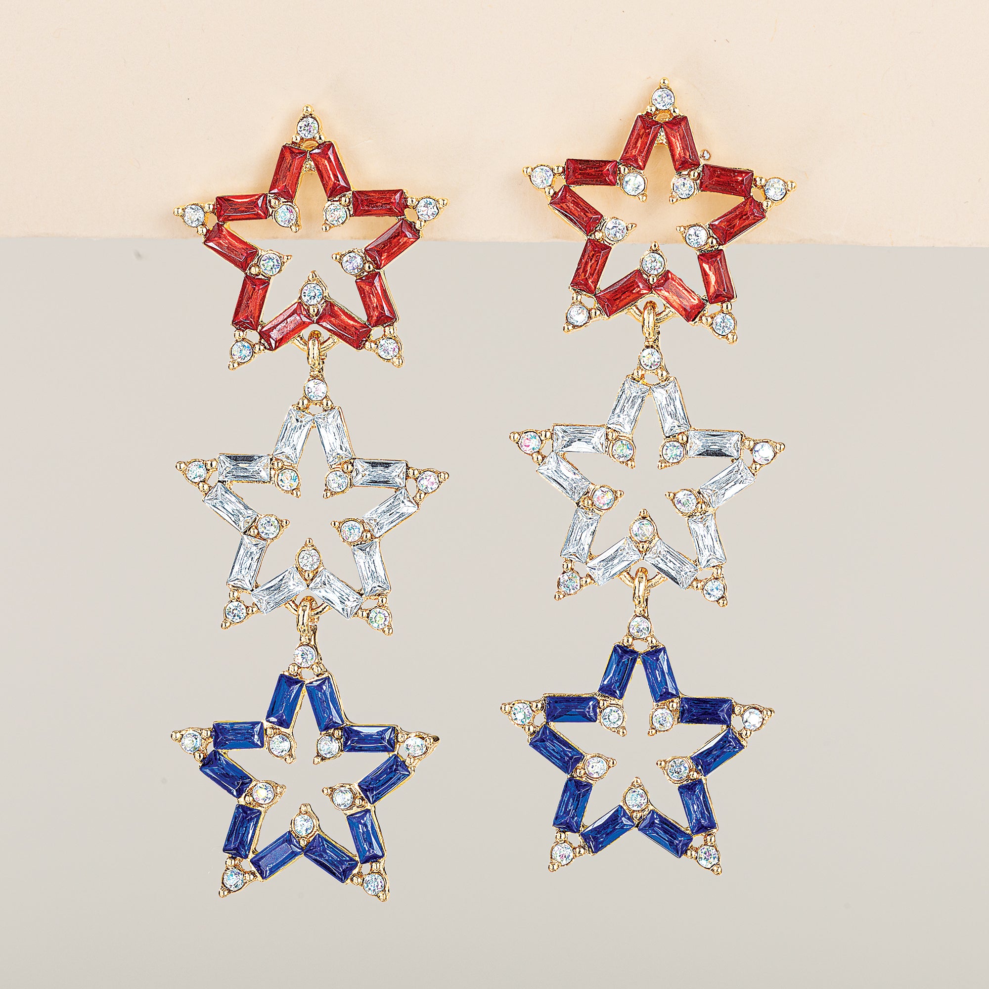 Sparkling Triple Star Earrings