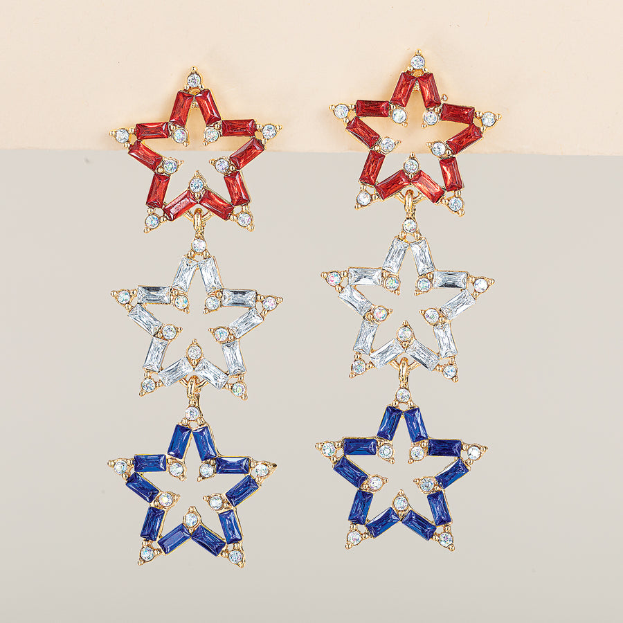 Sparkling Triple Star Earrings
