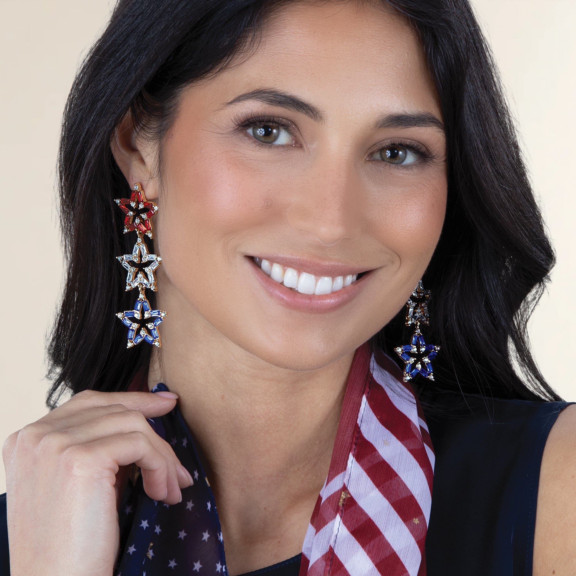 Sparkling Triple Star Earrings