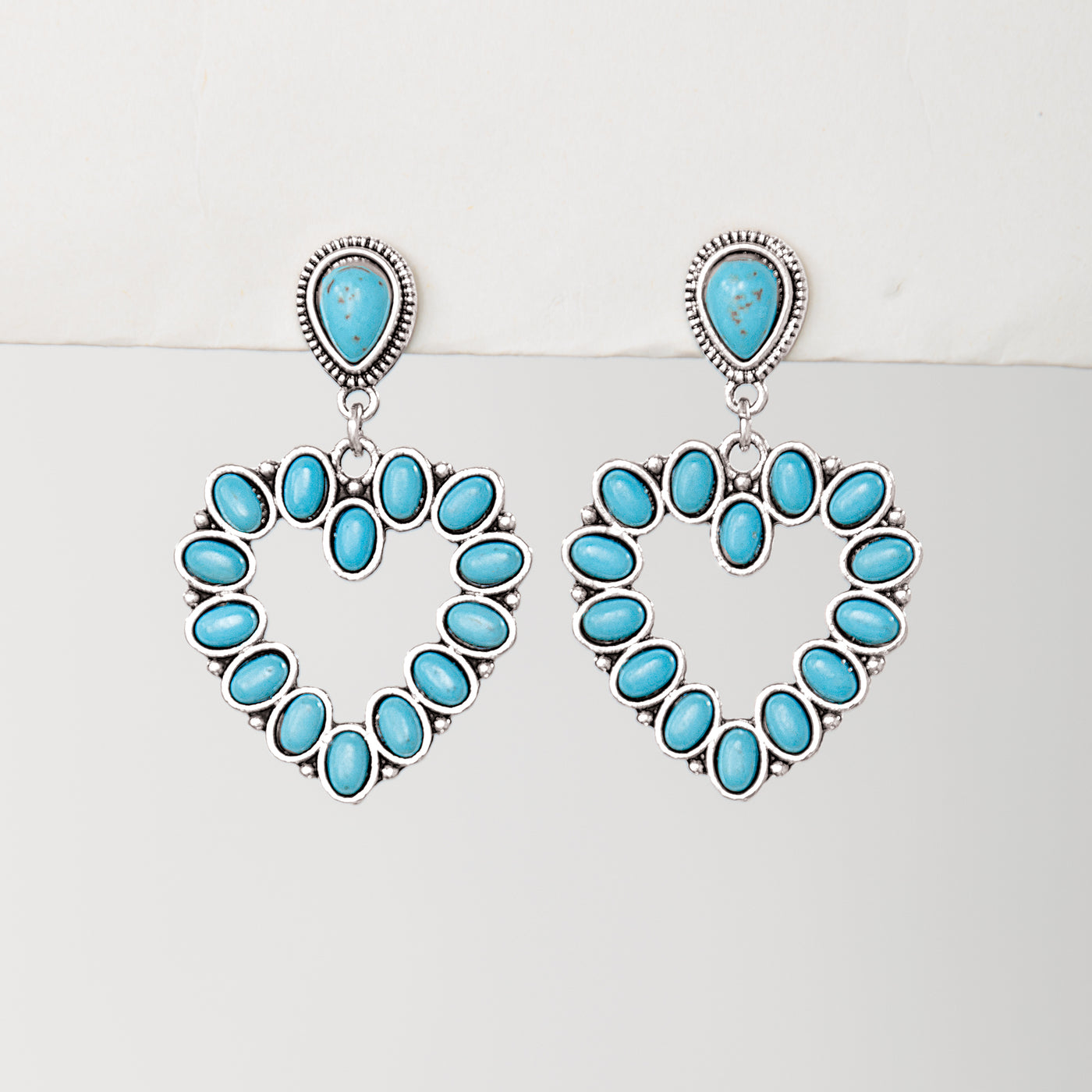 Open Heart Turquoise Earrings