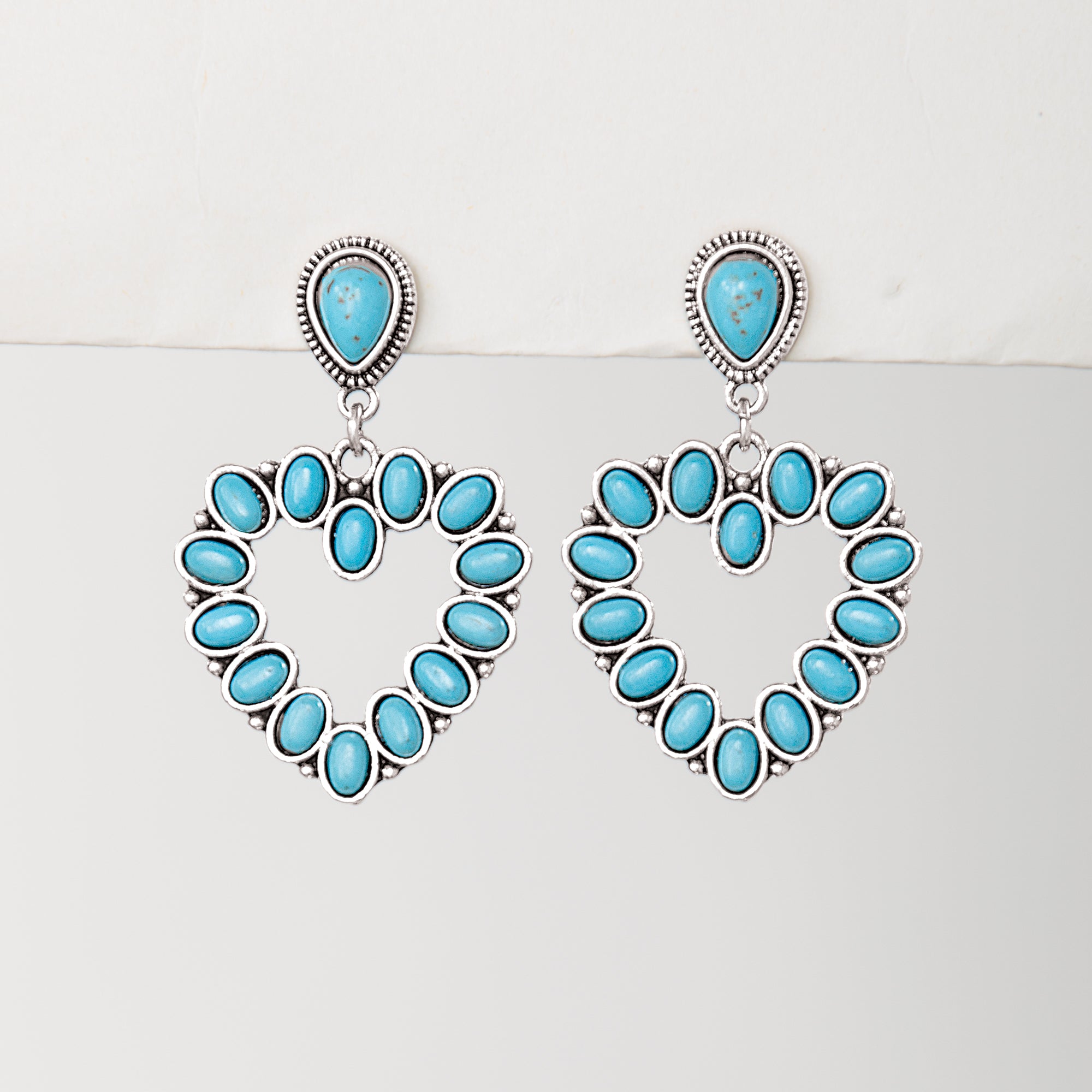 Open Heart Turquoise Earrings
