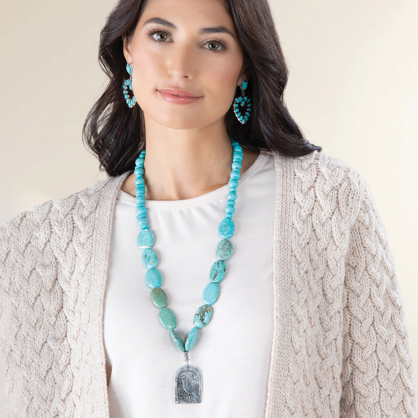 Open Heart Turquoise Earrings