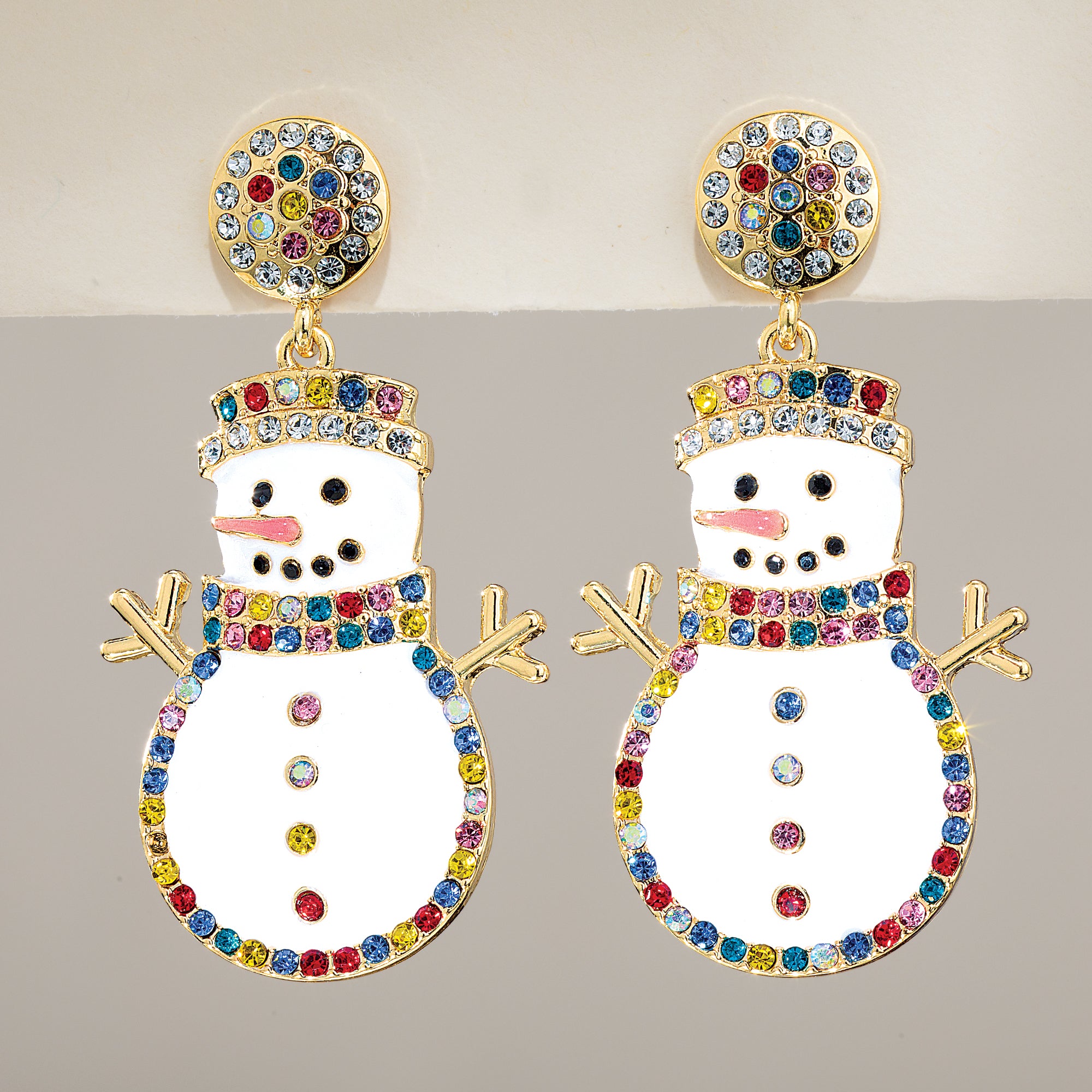 Sparkling Snowman Earrings