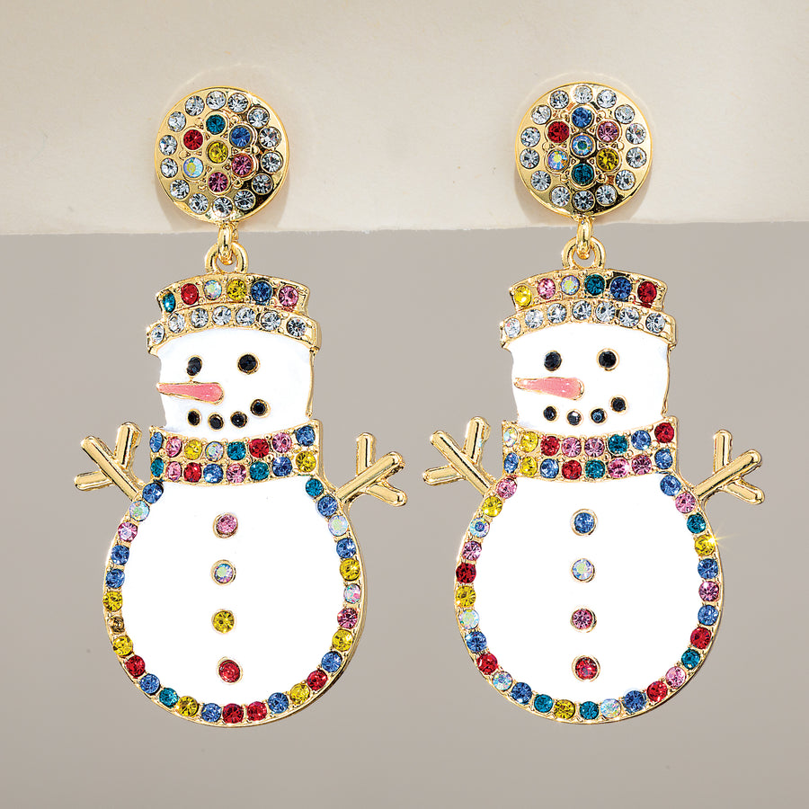 Sparkling Snowman Earrings