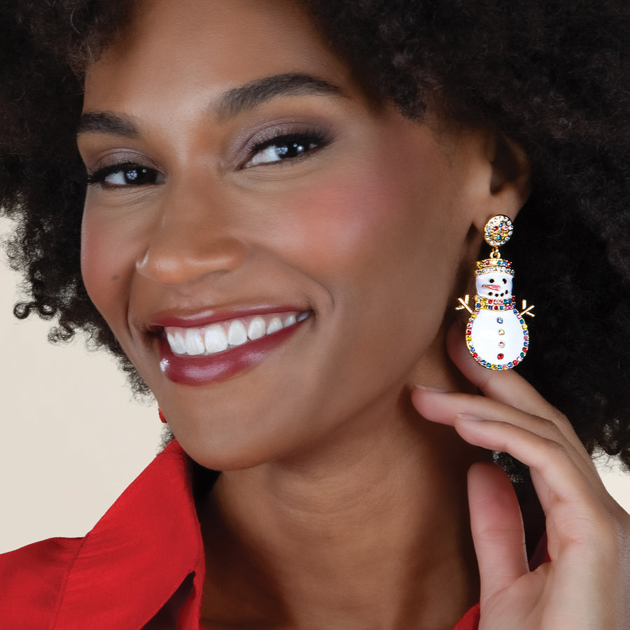 Sparkling Snowman Earrings