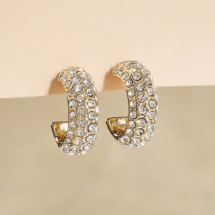Refined & Reflective Pave Hoop Earrings (Preorder)