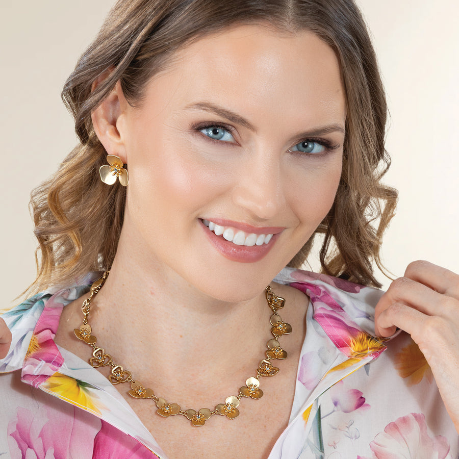 Satin Finish Trillium Flower Earrings