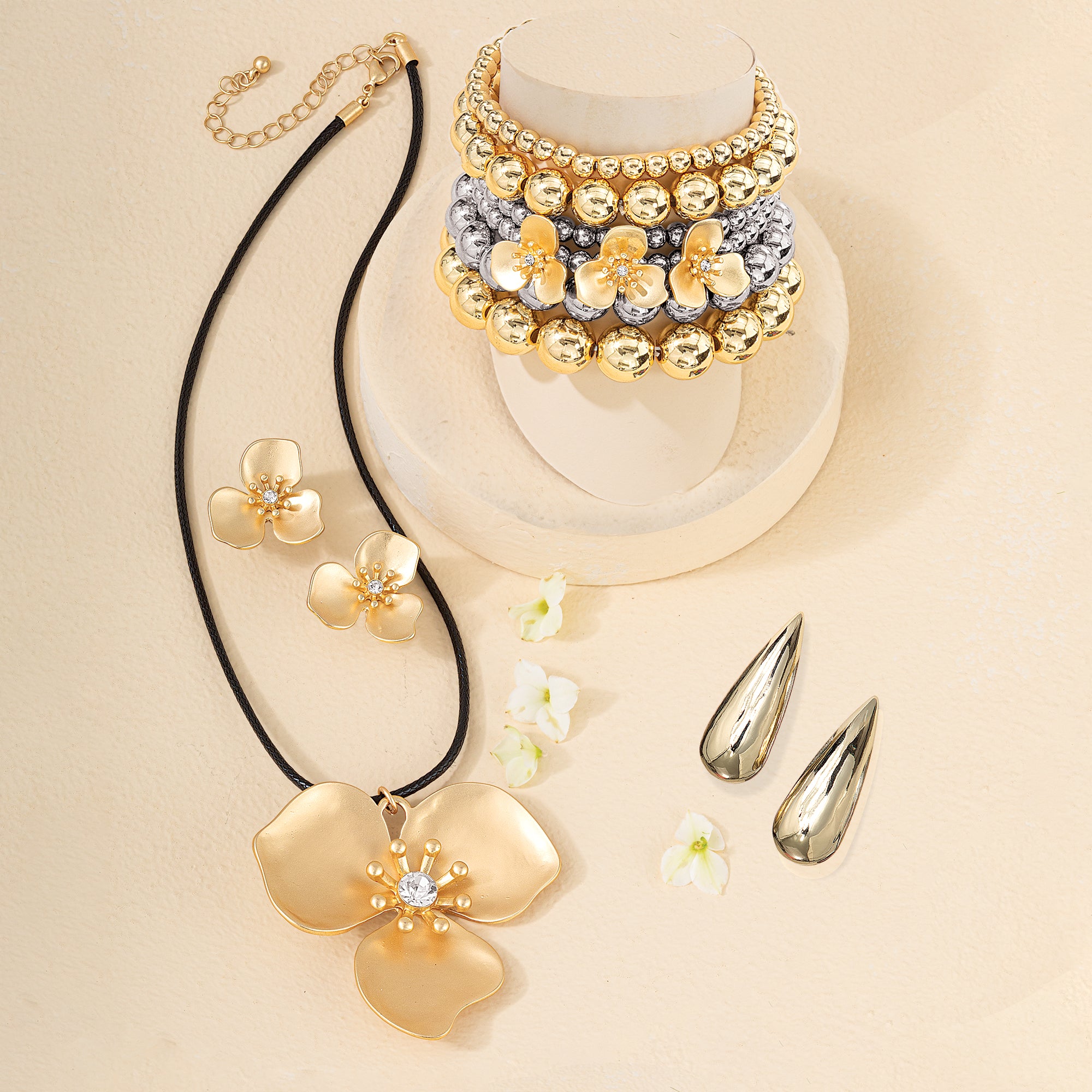 Satin Finish Trillium Flower Earrings