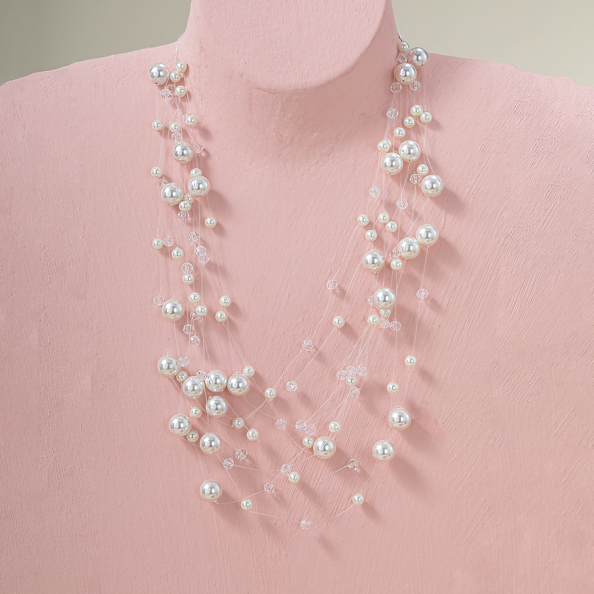 Pearl Illusion Multistrand Statement Necklace (Preorder)
