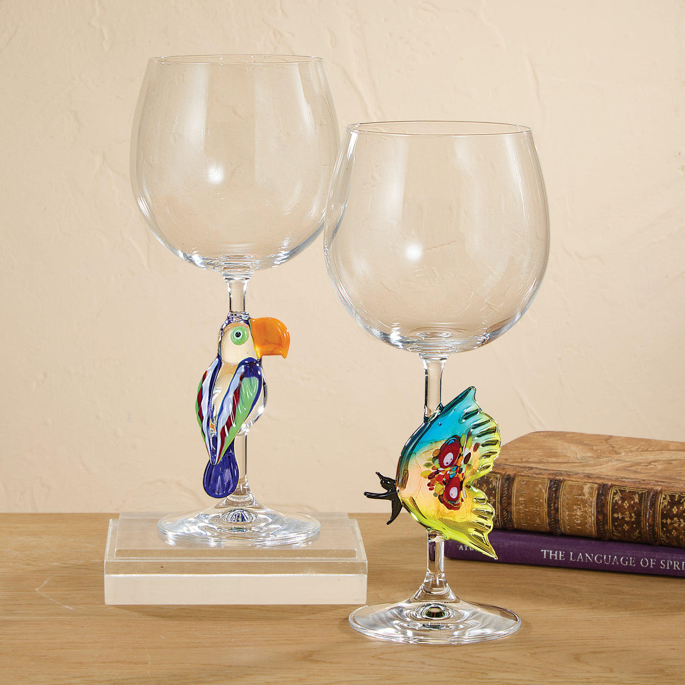 Hand-Blown Murano Glass Parrot Wine Glass