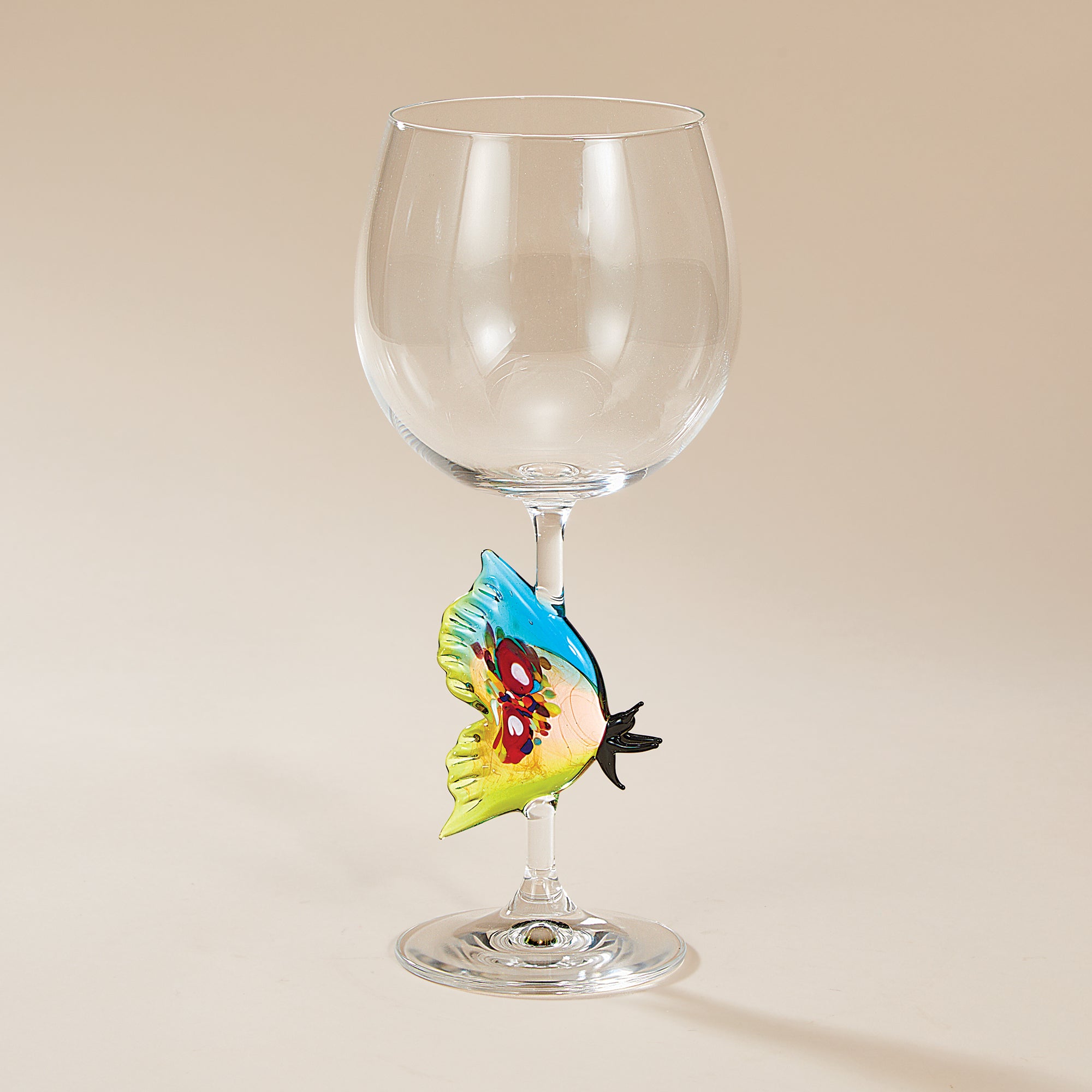 Hand-Blown Murano Glass Butterfly Wine Glass