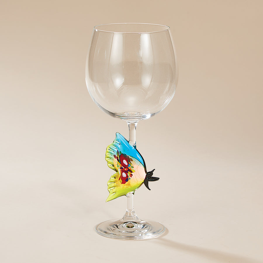 Hand-Blown Murano Glass Butterfly Wine Glass