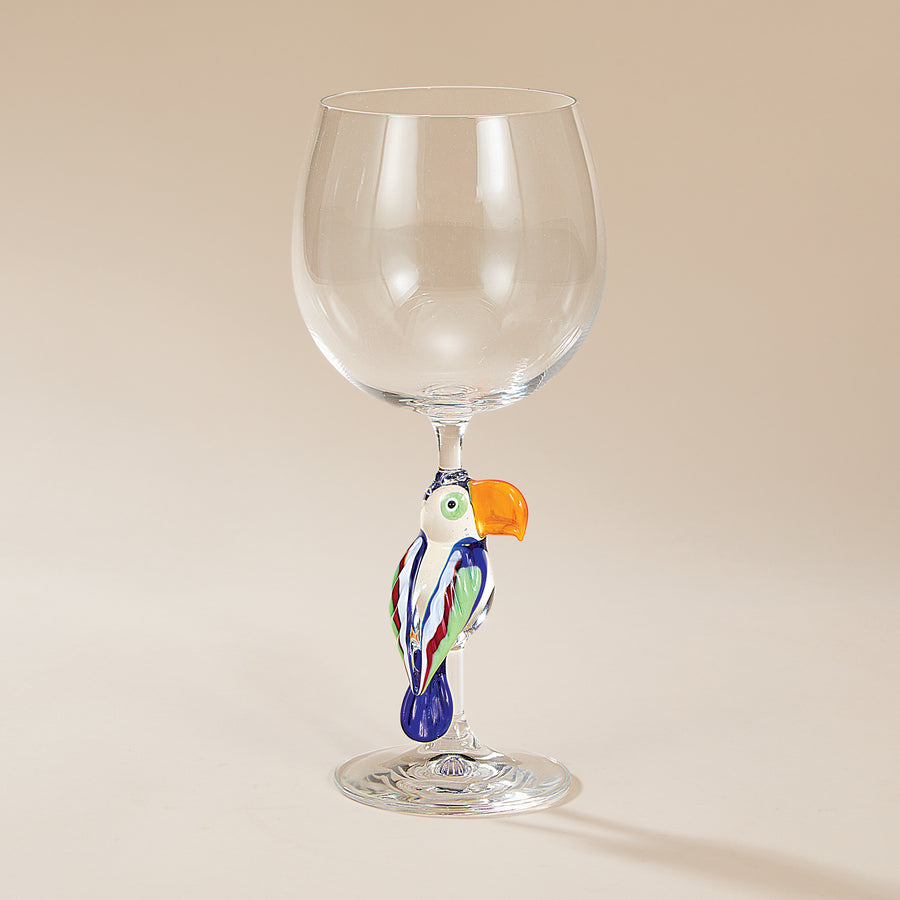 Hand-Blown Murano Glass Parrot Wine Glass