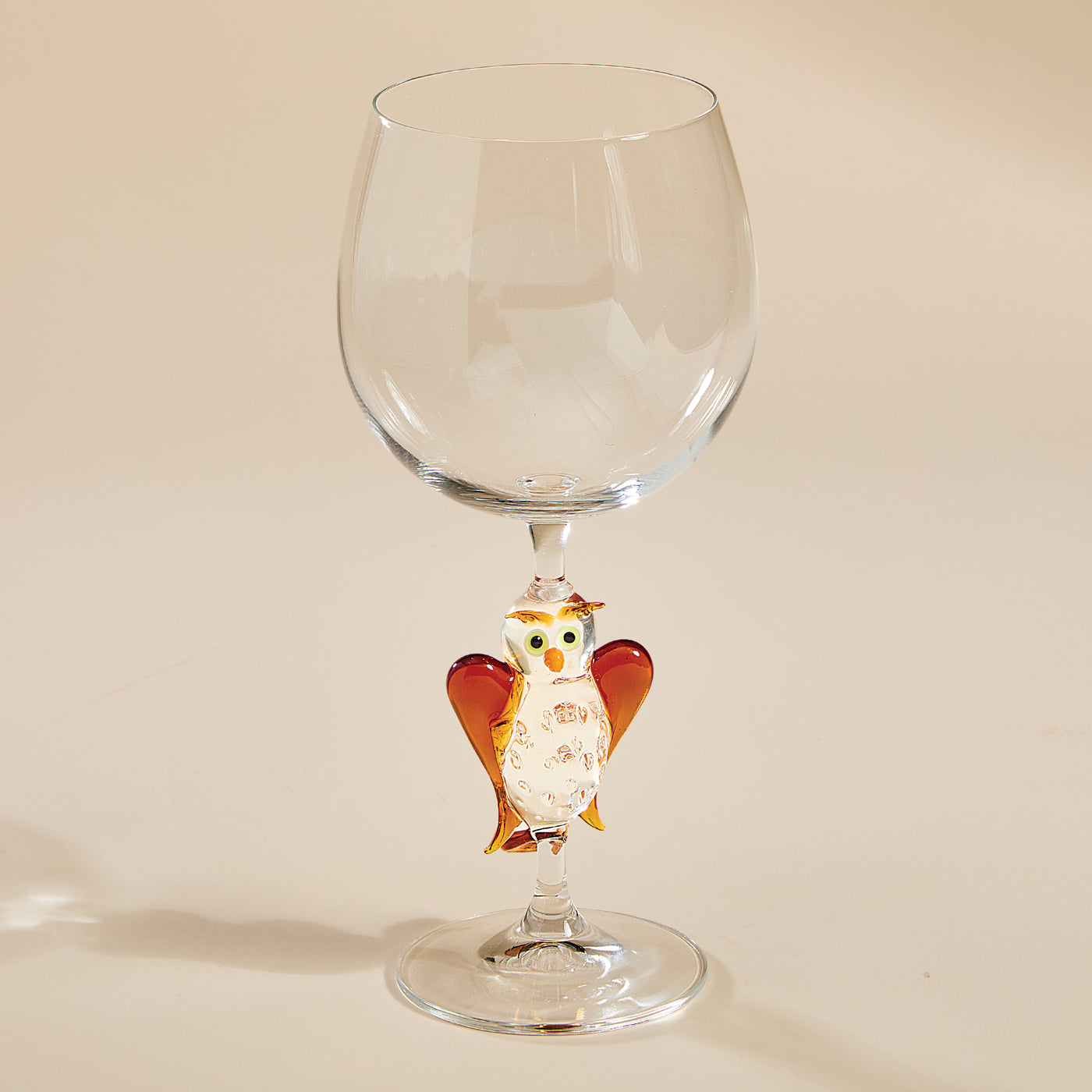 Murano Glass Topaz Owl Wine Glass (Preorder)