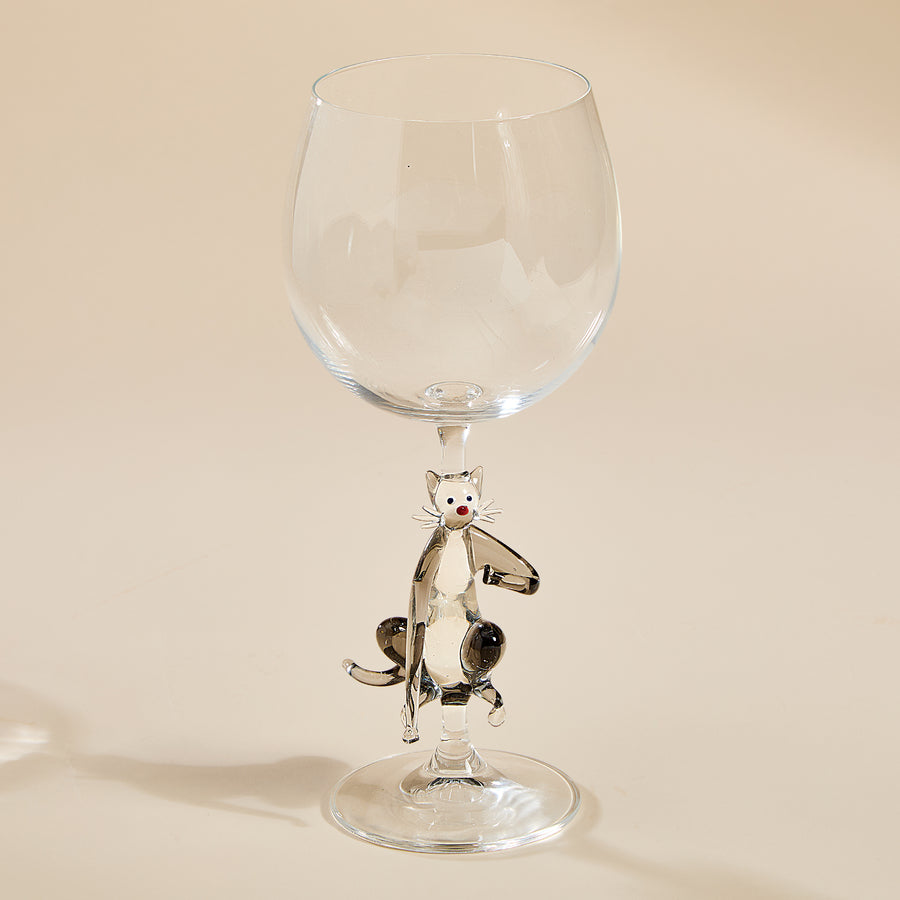 Murano Glass Yoga Cat Wine Glass (Preorder)