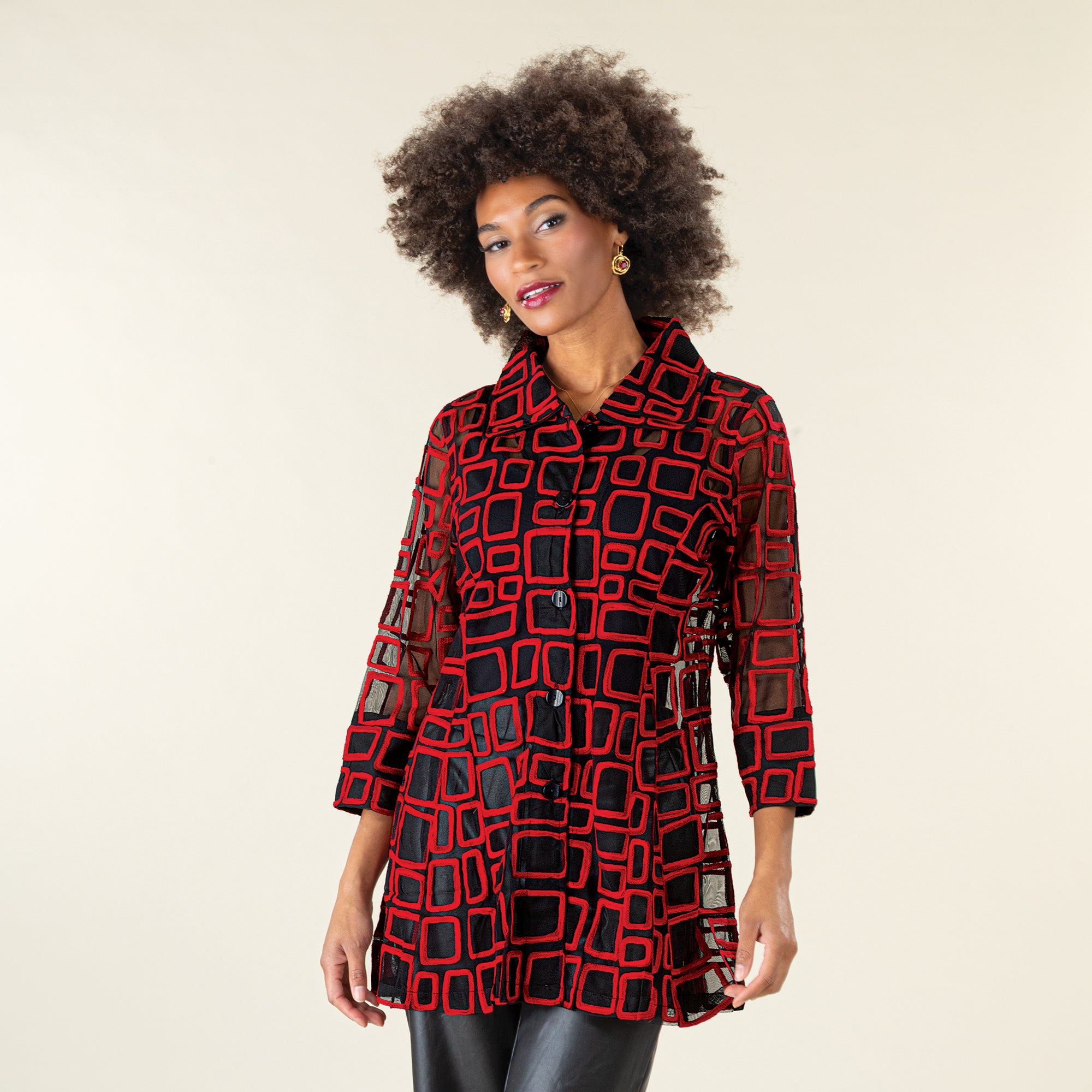 Stacked Squares Embroidered Jacket