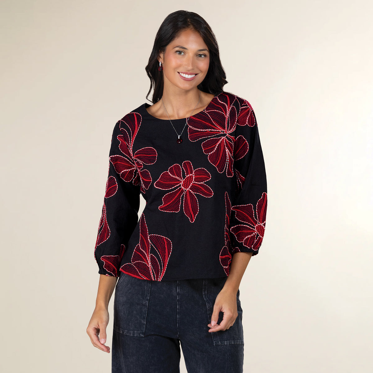 Crimson Poppies Blouse