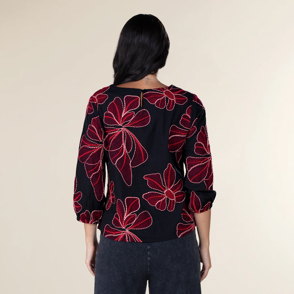 Crimson Poppies Blouse