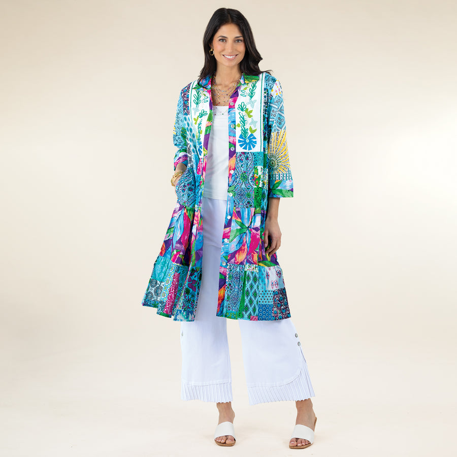 Piece Full Patchwork Embroidered Dress Duster